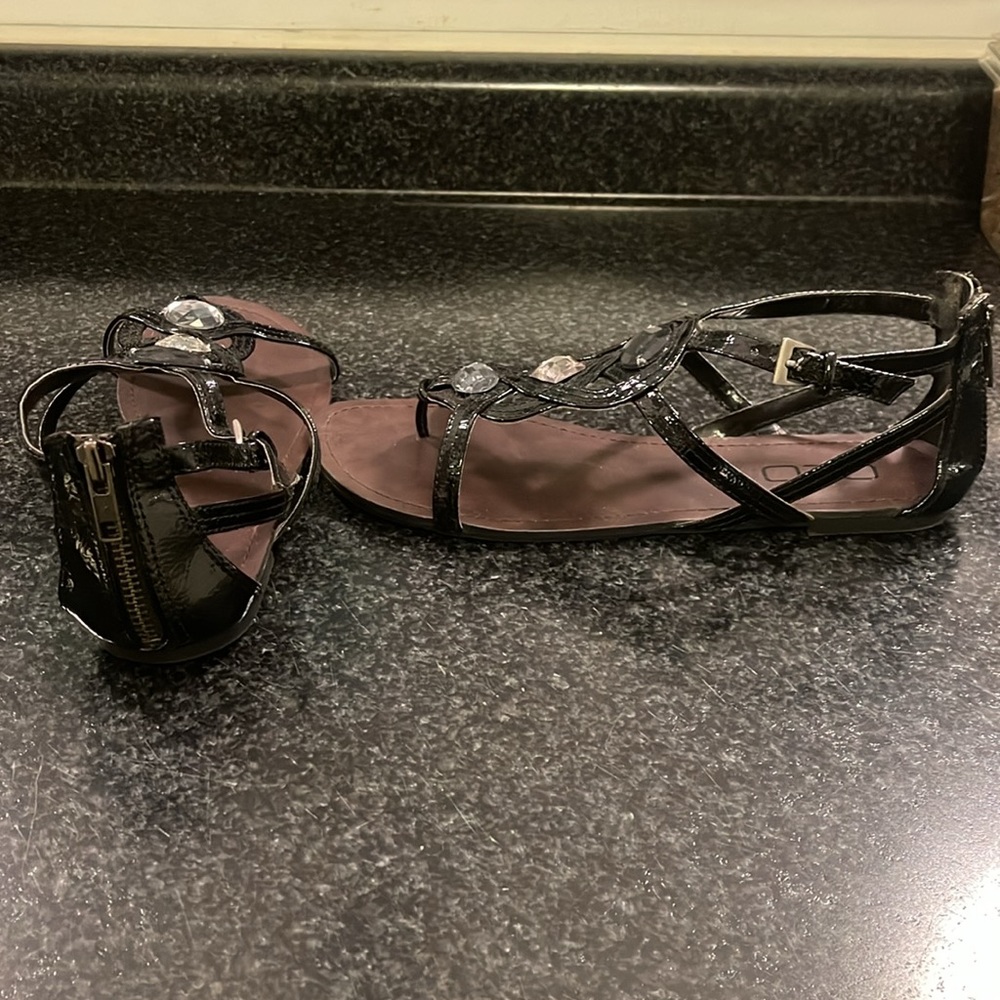 Black Rhinestone Sandals - Picture 3 of 7